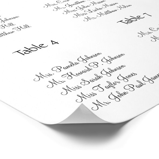 ピンク牡丹結婚の座席表17表 ポスター (角)