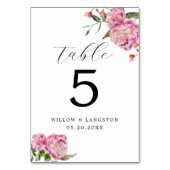 ピンク牡丹結婚花の表番号 テーブルナンバー (裏面)