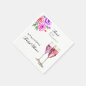 ピンク牡丹花びらとプロセッコブライダルシャワー スタンダードカクテルナプキン (角)