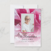 ピンク牡丹花葬祭記念悔やみや弔慰 サンキューカード (正面)