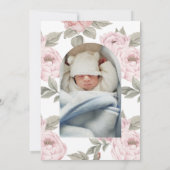 ピンク牡丹金ゴールドクロスベビーの誕生日バプテスマ 招待状 (裏面)