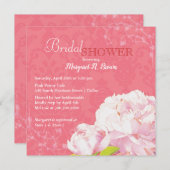 ピンク牡丹開花サマーブライダルシャワー 招待状 (正面/裏面)