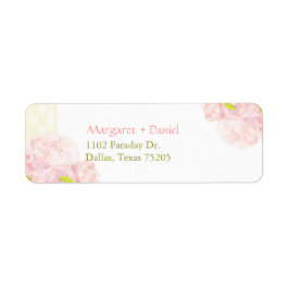 ピンク牡丹開花結婚ズ差出人住所 ラベル