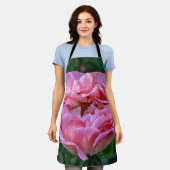 ピンク牡丹 エプロン (着用した状態)