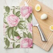 ピンク牡丹 キッチンタオル (四つ折り)