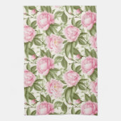 ピンク牡丹 キッチンタオル (縦)