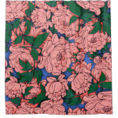 ピンク牡丹 シャワーカーテン (正面)