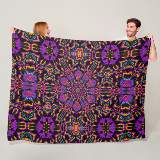 ピンク牡丹 フリースブランケット (インサイチュ)