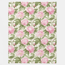 ピンク牡丹 フリースブランケット