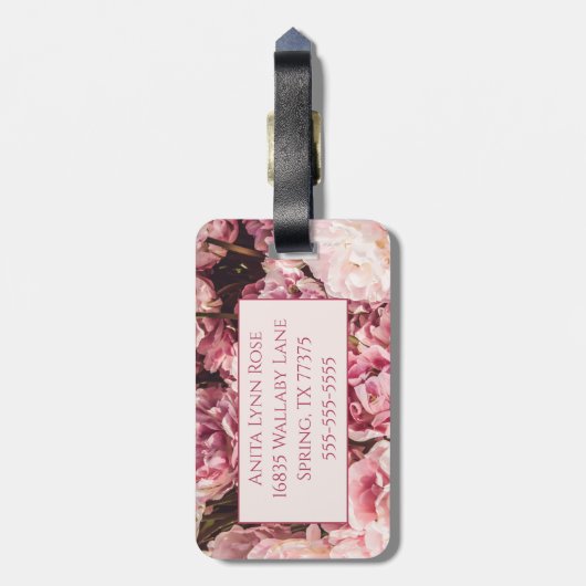 ピンク牡丹 ラゲッジタグ (裏面縦)