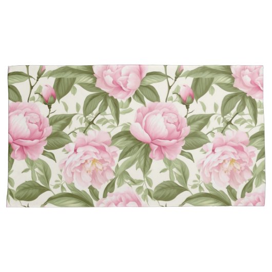 ピンク牡丹 枕カバー (正面右)