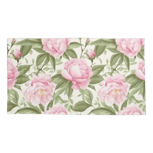 ピンク牡丹 枕カバー (裏面-左)