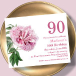ピンク牡丹 | 90th予算誕生日招待状<br><div class="desc">来る誕生日パーティーの完璧な招待状を探している?この美しいピンクの牡丹のデザイン以上に見なさい!この招エレガント待は、あなたの特別な日について友人や家族に知らせるのに最適な方法である。予算紙に印刷され、この招待は手頃両方とカスタマイズ可能であり、あなたが本当に自分の招待を作ることができる。</div>