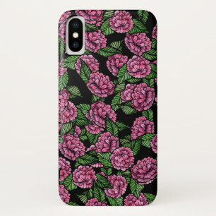 ピンク牡丹 iPhone X ケース