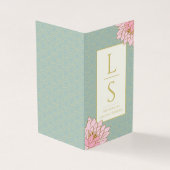 ピンク牡丹CHINOISERIEセージ緑のイニシャル (外部)