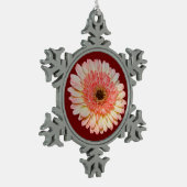 ピンク独身ののガーベラ花 スノーフレークピューターオーナメント (左)