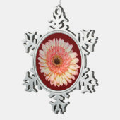 ピンク独身ののガーベラ花 スノーフレークピューターオーナメント (右)