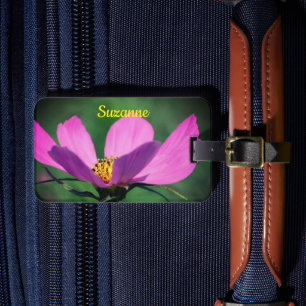 ピンク独身ののコスモスの開花の花パーソナライズされた ラゲッジタグ