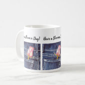 ピンク独身ののバラの水色の花 コーヒーマグカップ (正面左)