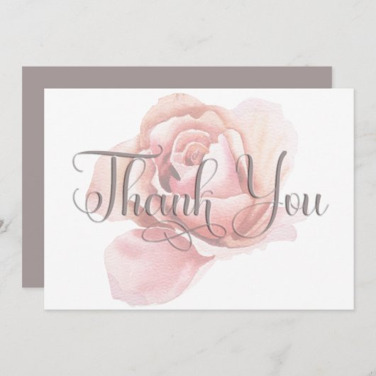 ピンク独身ののバラの花結婚の サンキューカード (正面/裏面)