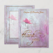 ピンク独身ののバラ/金ゴールドのトリム ノートカード (正面/裏面)