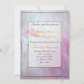 ピンク独身ののバラ/金ゴールドのトリム 招待状 (裏面)