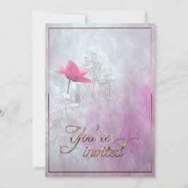 ピンク独身ののバラ/金ゴールドのトリム 招待状