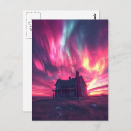ピンク独身のの北の空の家 ポストカード (正面/裏面)