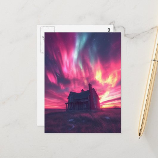 ピンク独身のの北の空の家 ポストカード (正面/裏面インサイチュ)