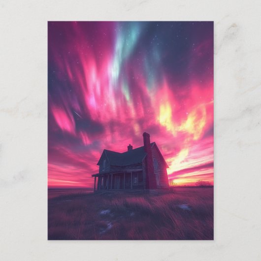 ピンク独身のの北の空の家 ポストカード (正面)