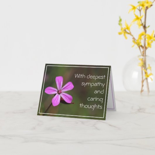 ピンク独身のの花を思いやりのある悔やみや弔慰 カード (黄色い花)