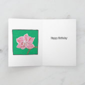ピンク独身のの蘭の花のハッピーバースデーあなたの名前 カード (内部)