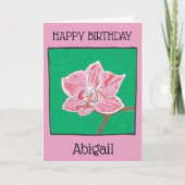 ピンク独身のの蘭の花,ピンク,ハッピーバースデー カード (正面)