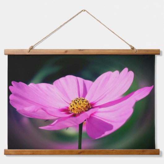 ピンク独身のコスモスの花 吊り下げ型タペストリー (正面)