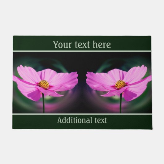 ピンク独身のコスモス山花パーソナライズされた ドアマット (正面)