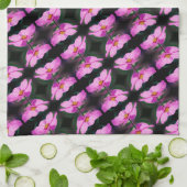 ピンク独身のコスモス花柄 キッチンタオル (折り畳み)