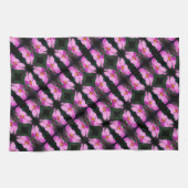 ピンク独身のコスモス花柄 キッチンタオル (横)