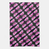 ピンク独身のコスモス花柄 キッチンタオル (縦)