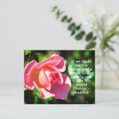ピンク独身のバラやる気を起こさせる引用文 ポストカード (スタンド正面)