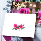 ピンク独身のローズエレガント誕生日ウィッシュ 箔グリーティングカード