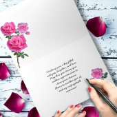 ピンク独身のローズエレガント誕生日ウィッシュ 箔グリーティングカード