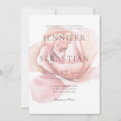 ピンク独身のローズブドフラワー結婚式招待状 招待状 (正面)