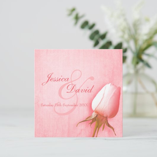 ピンク独身の·ローズ·バ結婚ド·スクエア招待 招待状 (スタンド正面)