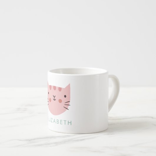 ピンク猫かわいい名前をカスタムする エスプレッソカップ (正面右)