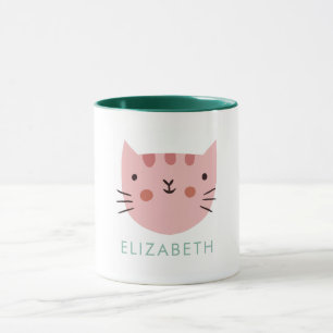 ピンク猫かわいい名前をカスタムする マグカップ