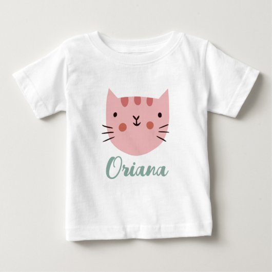 ピンク猫かわいい子猫 ベビーTシャツ (正面)