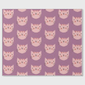 ピンク猫かわいい紫 ラッピングペーパー (フラット)