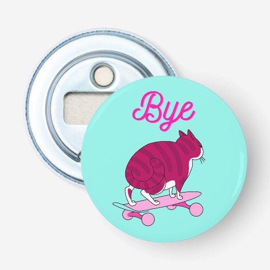 ピンク猫とバイクール文字 栓抜き (正面)