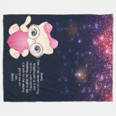 ピンク猫と弓宇宙スパークルブランケット子供へ フリースブランケット (正面(横))