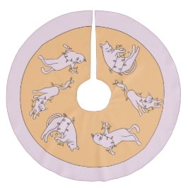 ピンク猫のクリスマスライト ブラッシュドポリエステルツリースカート